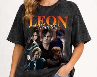 Limited Leon Kennedy Vintage Washed T-Shirt, Resident Evil Requiem Graphic Unisex Long Sleeve, Bootleg Retro 90's Fans RE9 Hoodie Gift