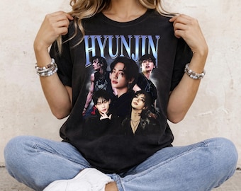 Hyunjin Stray Kid Comfort Colors Vintage T-Shirt, K-POP Graphic Unisex Shirt, Bootleg Retro 90's Rapper Fans Tee Gift