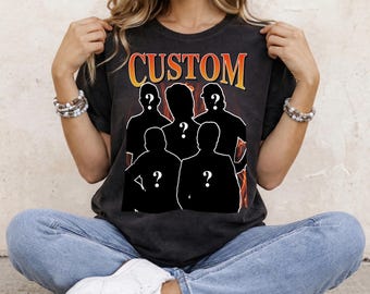 Custom Comfort Colors Vintage T-Shirt, personalized Name + Graphic Unisex Shirt, Bootleg Retro 90's Photo Tee Gift for Girlfriend Boyfriend