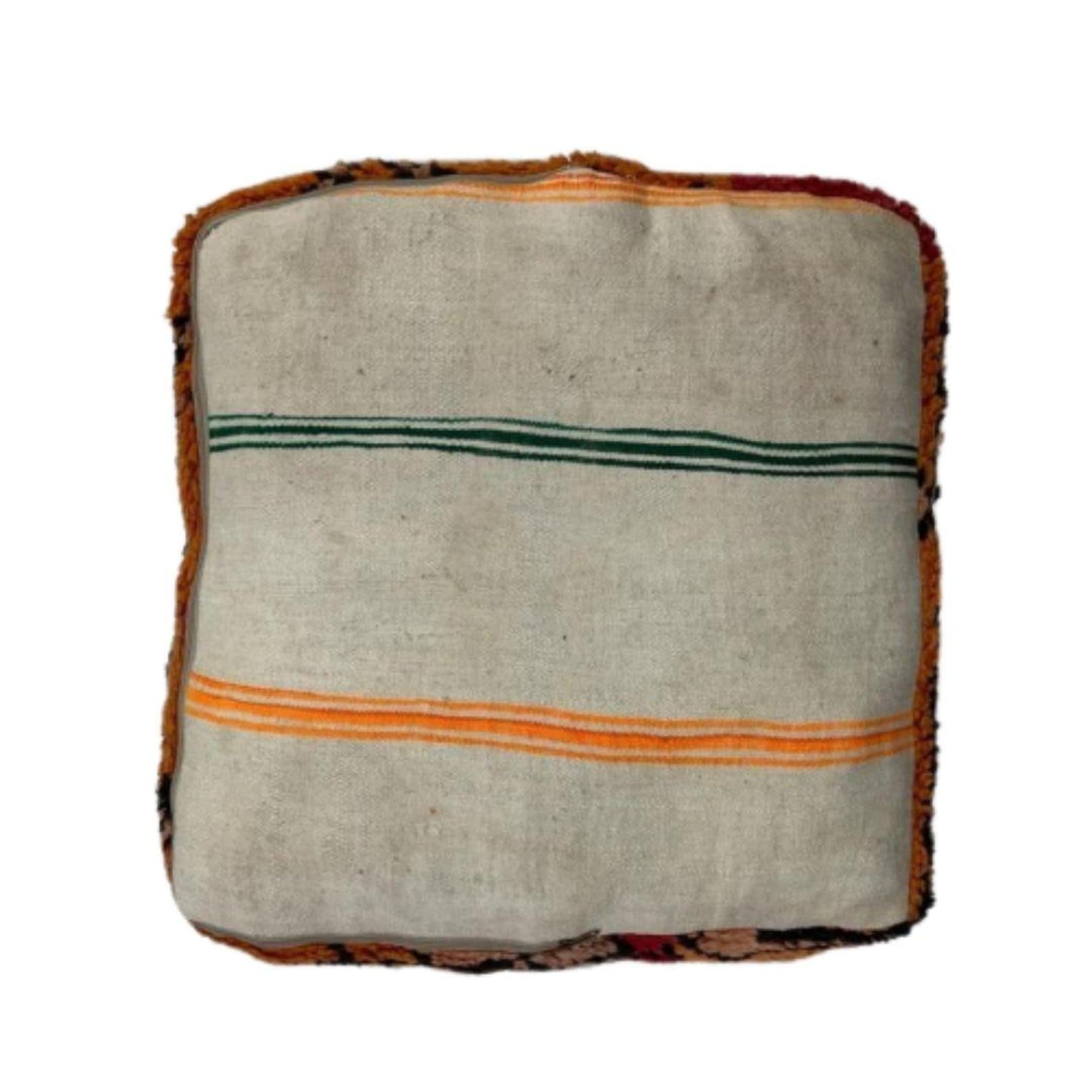 Vintage Moroccan Kilim Pouf – Handwoven Wool Floor Cushion — view 6