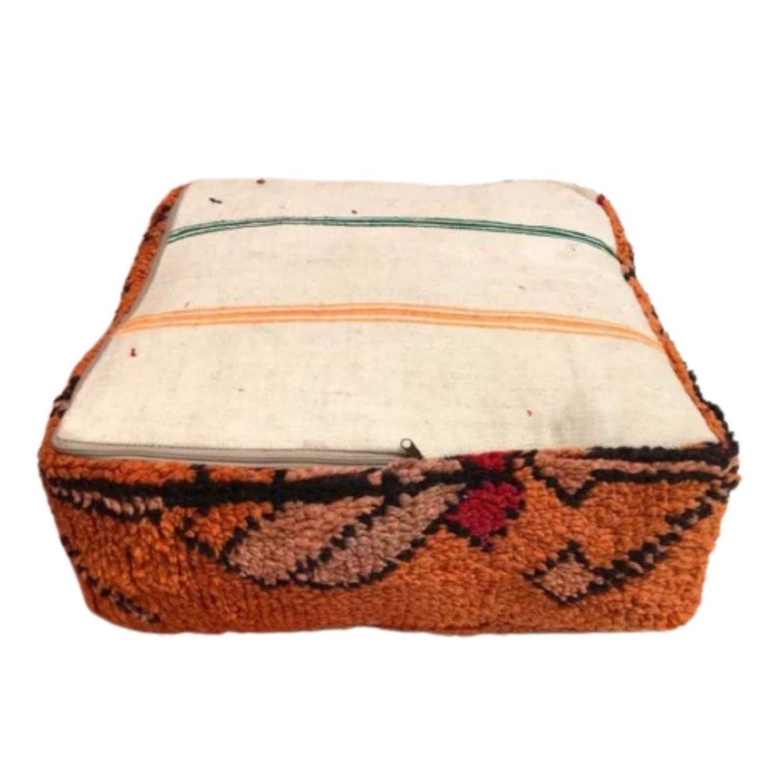 Vintage Moroccan Kilim Pouf – Handwoven Wool Floor Cushion — view 11