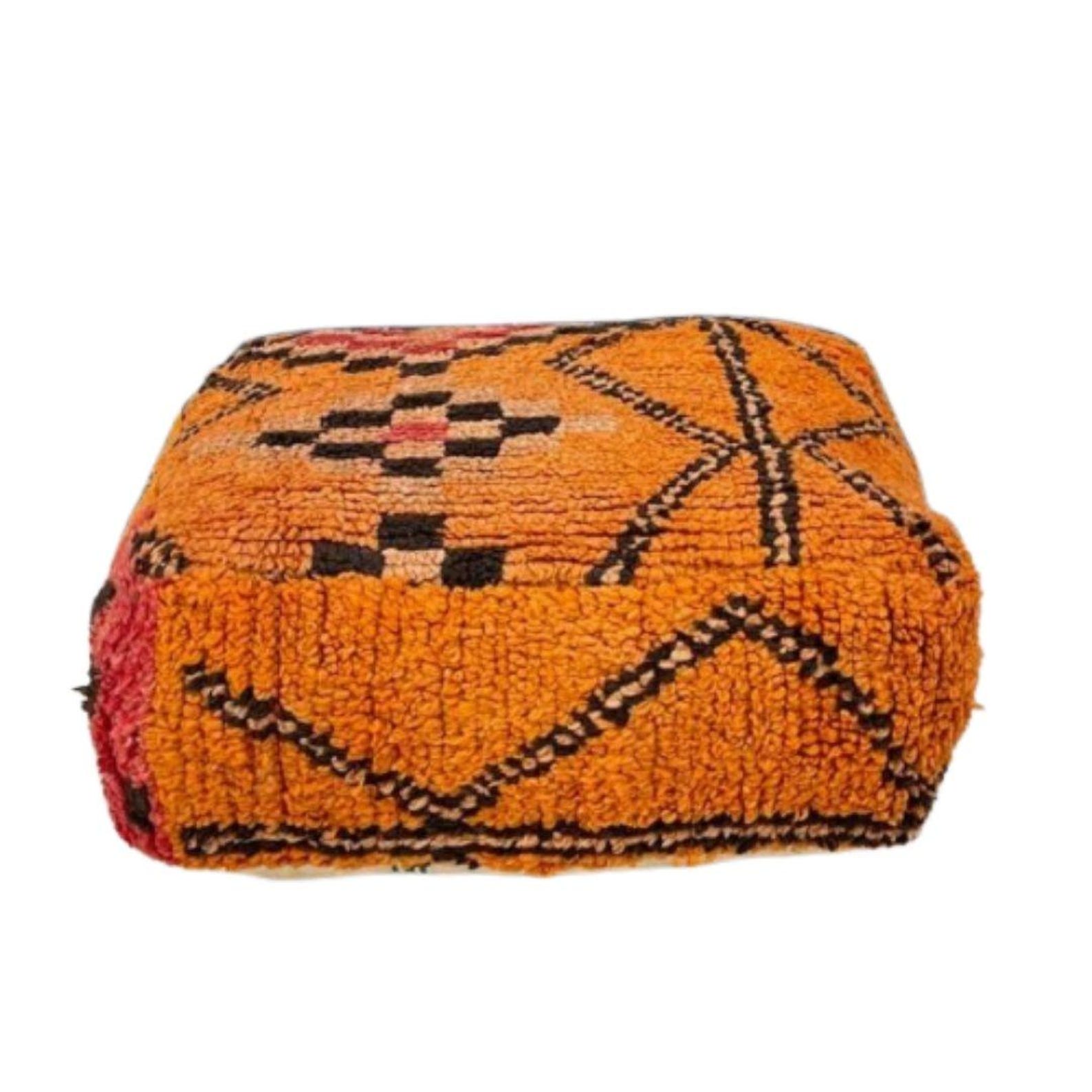 Vintage Moroccan Kilim Pouf – Handwoven Wool Floor Cushion — view 5