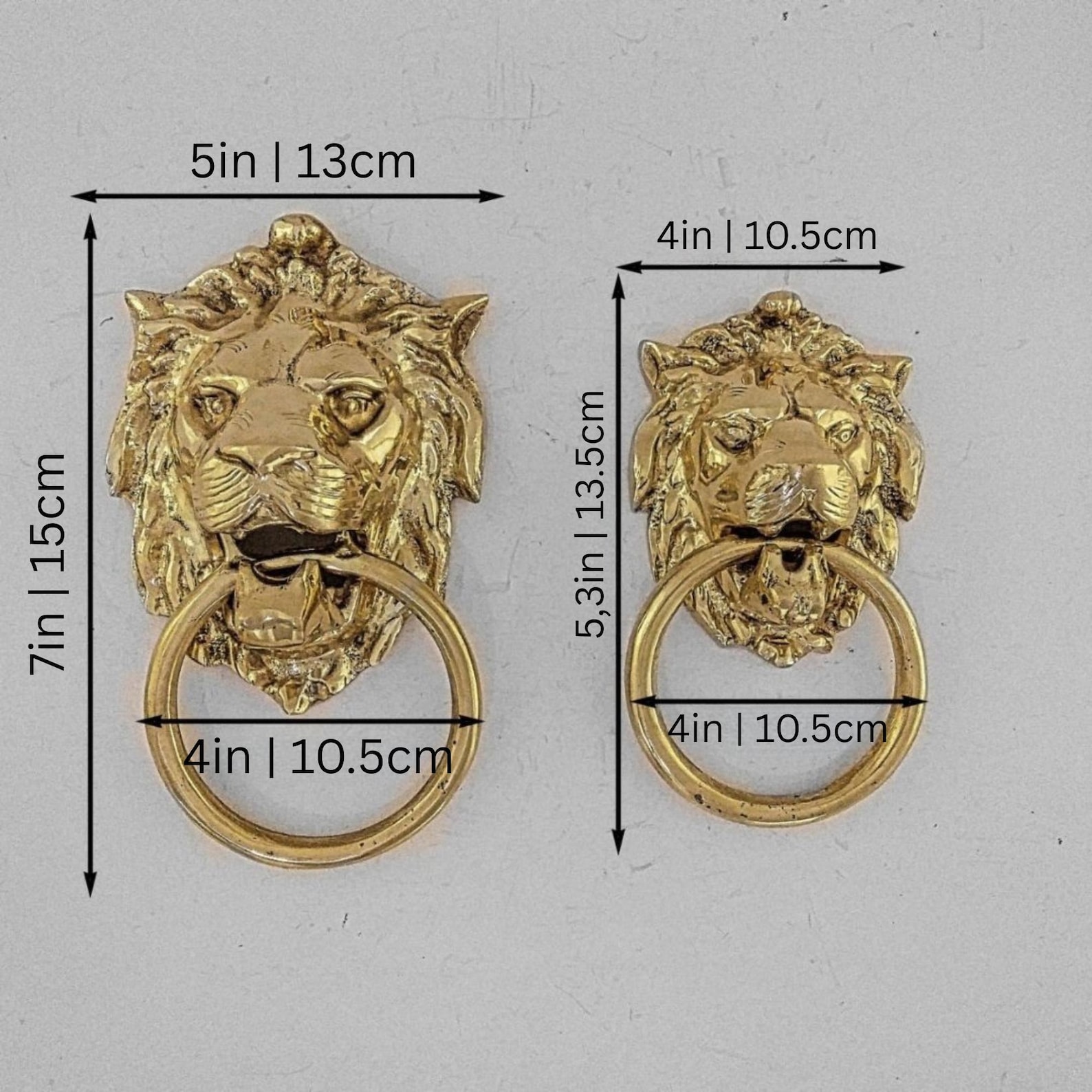 Lion Head Brass Door Knocker — Handmade Moroccan Hardware — view 12