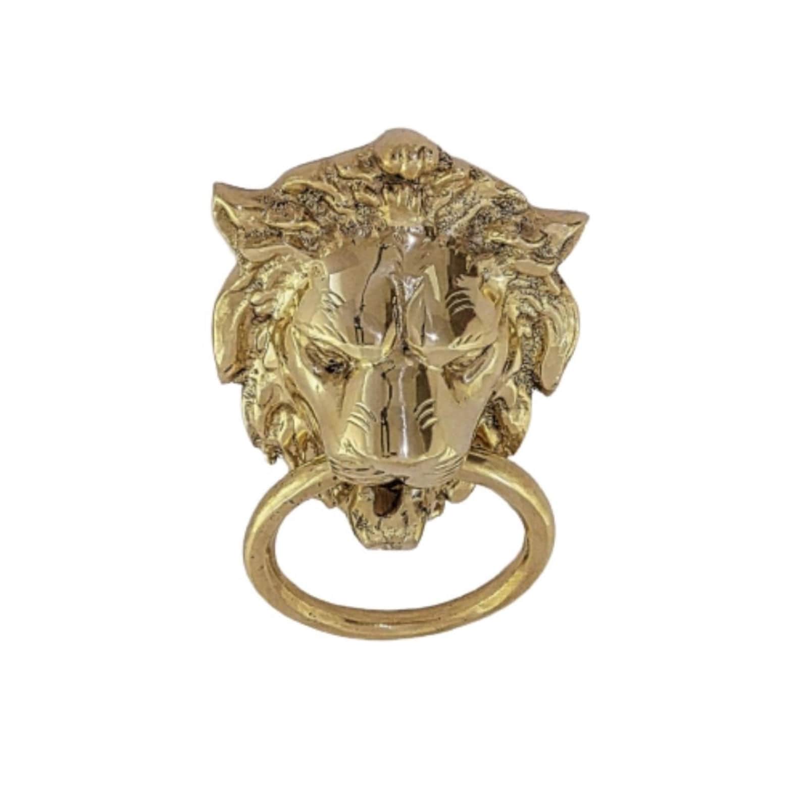 Lion Head Brass Door Knocker — Handmade Moroccan Hardware — view 7