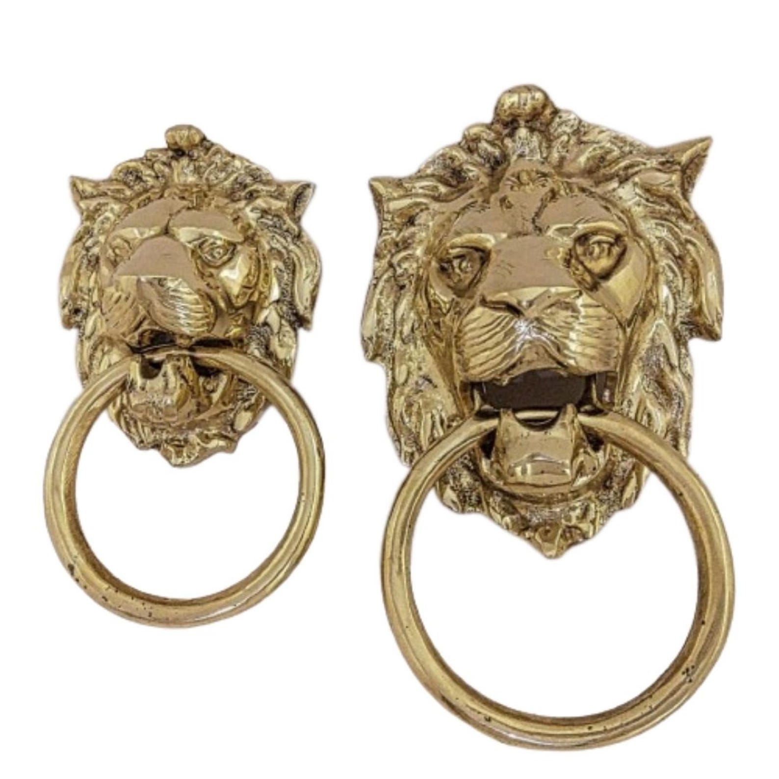 Lion Head Brass Door Knocker — Handmade Moroccan Hardware — view 3