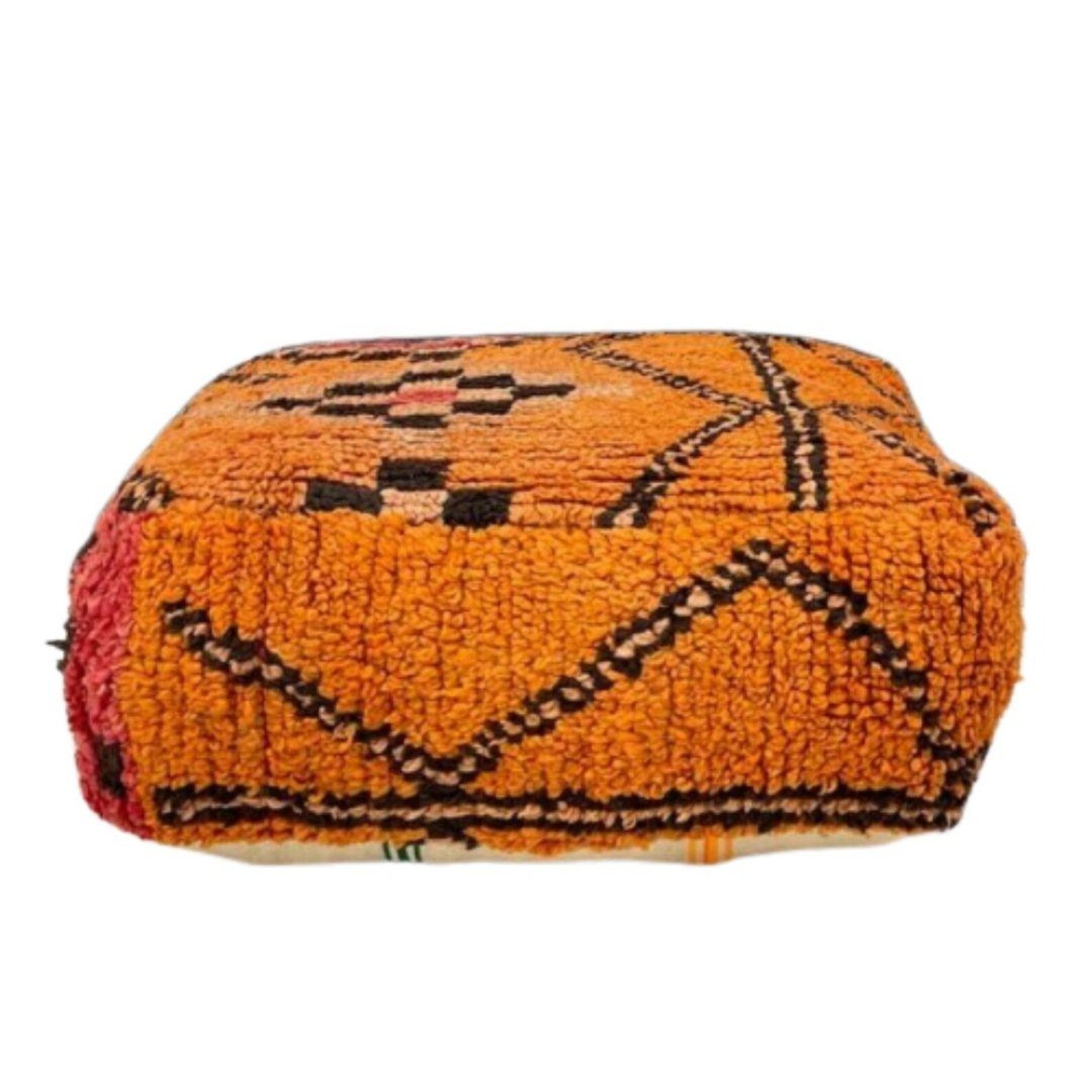 Vintage Moroccan Kilim Pouf – Handwoven Wool Floor Cushion — view 3