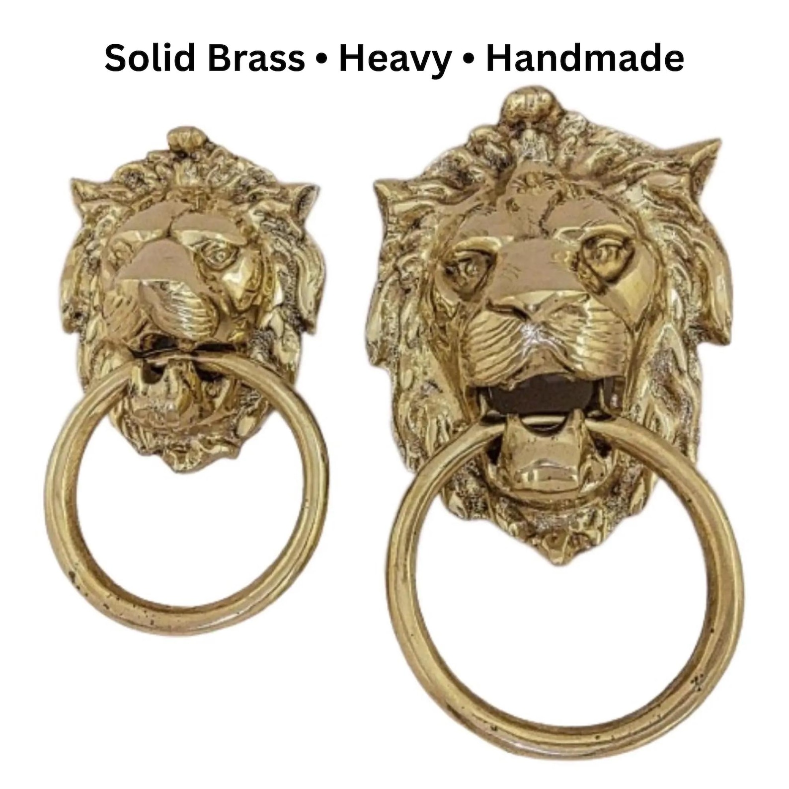 Lion Head Brass Door Knocker — Handmade Moroccan Hardware — view 2