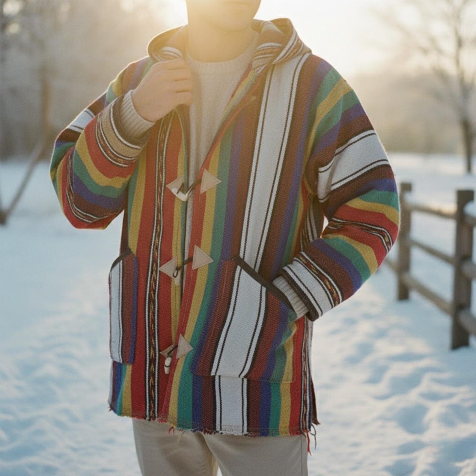 Handwoven Moroccan Wool Jacket – Unisex Berber-Inspired Outerwear — view 4