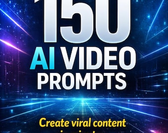 Pacchetto di 150 prompt video basati sull'IA per TikTok Reels e YouTube Shorts (download digitale)