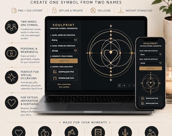 Couples Symbol Generator App, Personalized Anniversary Art and Journal Tool