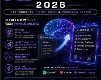 AI Output Optimizer 2026 – ChatGPT Prompt Guide, AI Workflow Templates for Better Answers, Content & Productivity