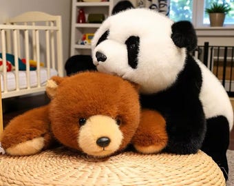 Peluches de oso polar, panda y oso pardo: animales de peluche suaves, almohada de peluche adorable, regalos para fiestas de cumpleaños infantiles y decoración del hogar.