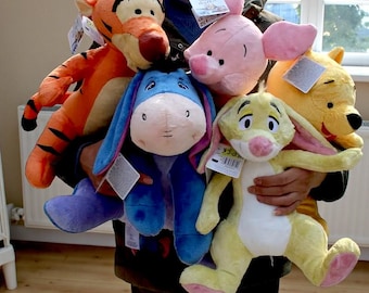 Winnie the Pooh Plush Toy Set • Pooh Piglet Tigger Eeyore Donkey Stuffed Animals • Cute Cartoon Character Teddy Bears • Soft Kids Gift