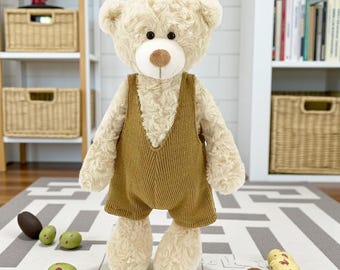 Kawaii teddybeer knuffel • Schattige knuffel met kleding • Zachte beer knuffel • Kindercadeau en kamerdecoratie
