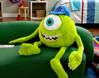 Mike Wazowski Plush Toy Large Size • Monsters Cartoon Stuffed Animal • Cute Green Monster Plush Pillow • Soft Doll Kids Gift