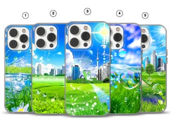 Capa Frutiger Aero para celular, estilo nostálgico, para iPhone 16e, 17 Pro Max, 17 Air, Samsung S25 Edge, A16, Pixel 10, 9A.