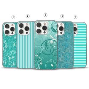 Teal blue Phone Case Y2K aesthetic cover for iPhone 16e, 17 Pro Max, 15, 13, Samsung S26, A56, Pixel 10, 9A