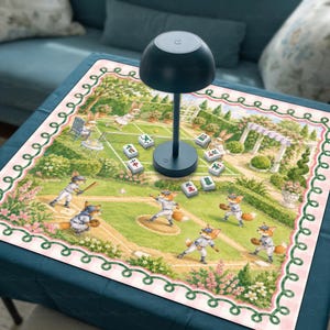 Tapete de Mahjong em Neoprene para Tênis, Beisebol e Mahjong com Animais, Tapete de Mesa Divertido com Raposa e Coelho, Presente Ideal para o Verão, Capa Antiderrapante, ENVIADO ENROLADO