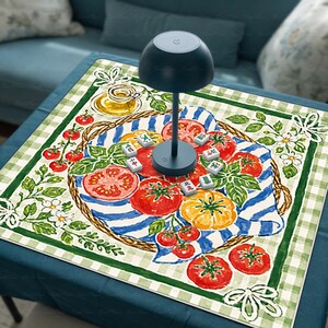 Picnic Neoprene Mahjong Mat, Farmhouse Floral Game Table with Vegetable Pattern, Summer Mahjong Gift, Non Slip Table Cover, SHIPS ROLLED