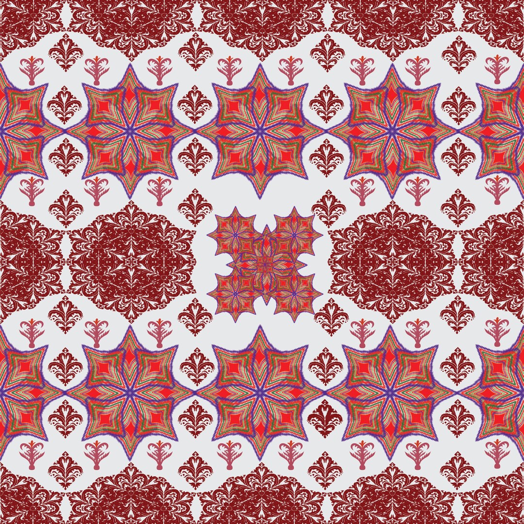 Red Ikat Mandala Pattern Digital File - Etsy