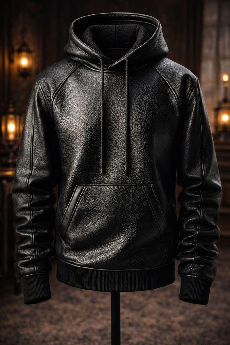 Handmade Black Sheepskin Leather Hoodie - Winter Streetwear - Etsy