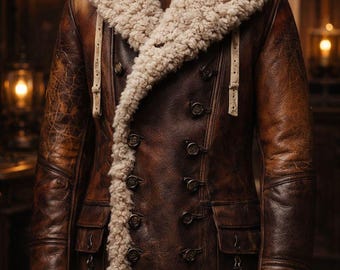 Tom Hardy B3 Shearling Farrier Brown Leather Long Coat - Etsy