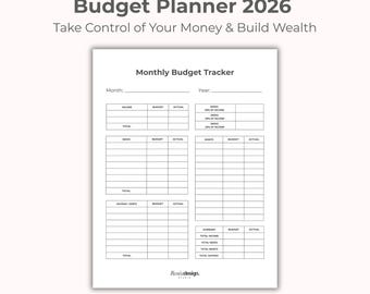 Budget Planner 2026 | 50/30/20 Method | Financial Tracker | Money Tracker | Finance Organizer | Printable PDF | Letter | Digital Download