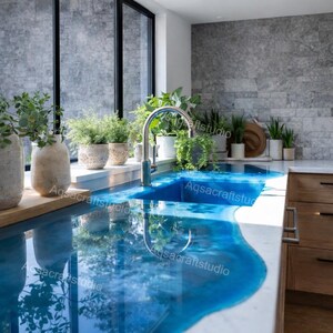 Luxury Marble Inlay Wooden Countertop, Epoxy Kitchen Surface*