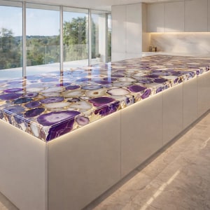 Piano di lavoro per cucina in pietra ametista / Piano di lavoro personalizzato in lastre viola