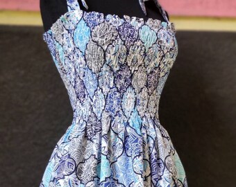 Summer blue stretchy one size dress