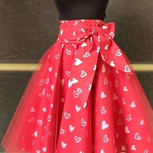 Pink skirt with red hearts sales