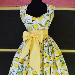 Retro lemon bow dress women dresses handmade Vintage dress image 2