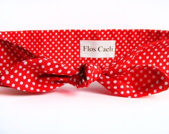 A Navy Blue Spotty Knotted Bandana Type Head//Hair Band
