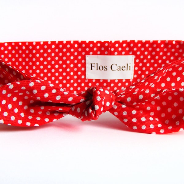 Pois rouges Tissu Bandeau - Red bandeau de Bow - Cotton Bandeau - Style rétro foulard - nouée Bandeau - Pois Bandana