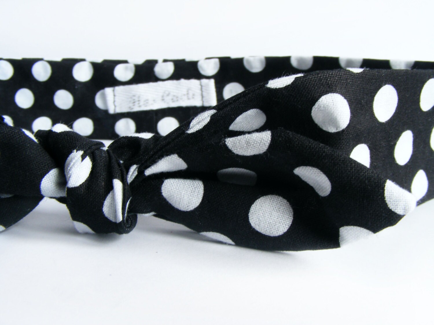 Black Polka Dot Cotton Headband Bow Headband Knotted Head | Etsy