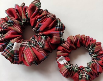 Tartan Scrunchies - Mini and XL plaid Scrunchies red and green