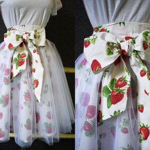 WOMENS SKIRT Strawberries Skirt Elasticated Skirt Tulle Summer Skirt Strawberry Lover Gift Women Tulle Skirt image 1