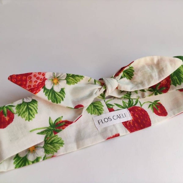 Bandeau en coton fraise