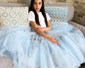 Handmade Kids' Blue Tutu Skirt - Princess Party Dress, Birthday Costume, Ballet Dancewear