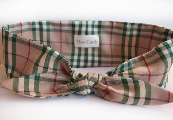 plaid headband with bow