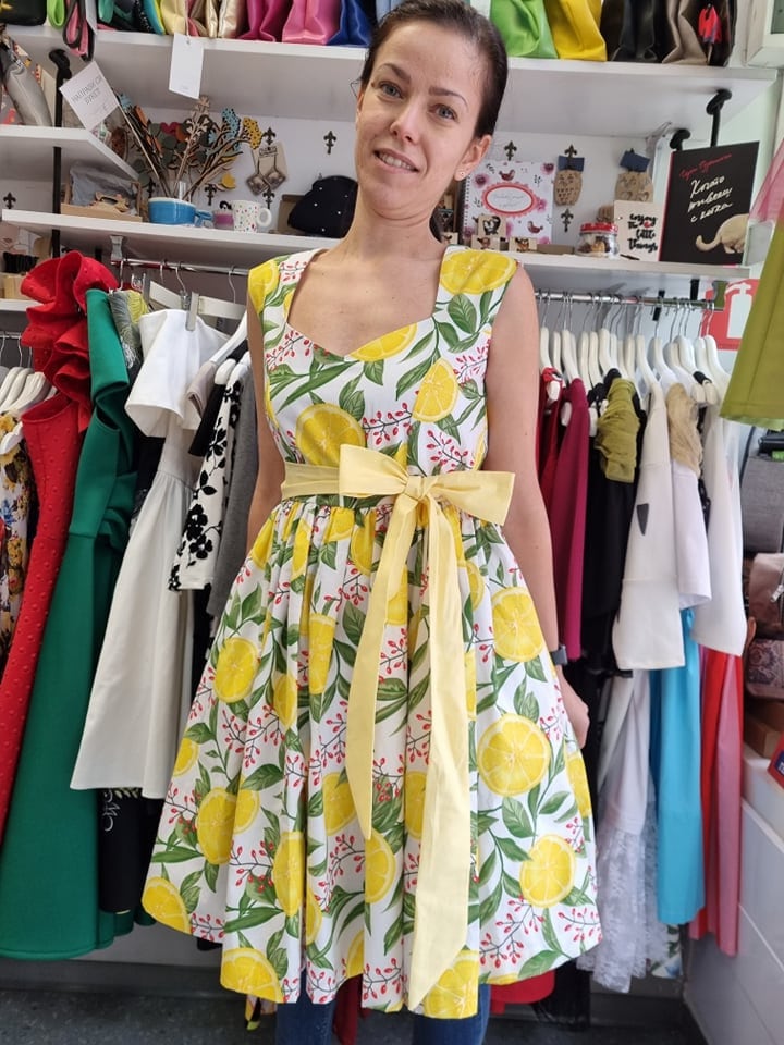 WOMEN RETRO DRESS - Retro Lemon Dress - Vintage Style Dress