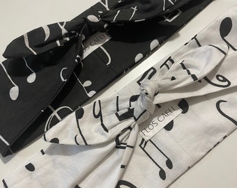 Trouble clef headbands - Musical notes headbands in black and white