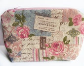 Vintage Rosen Beutel - Pfingstrose Make-up Tasche - staubige Rose Kulturbeutel Organizer