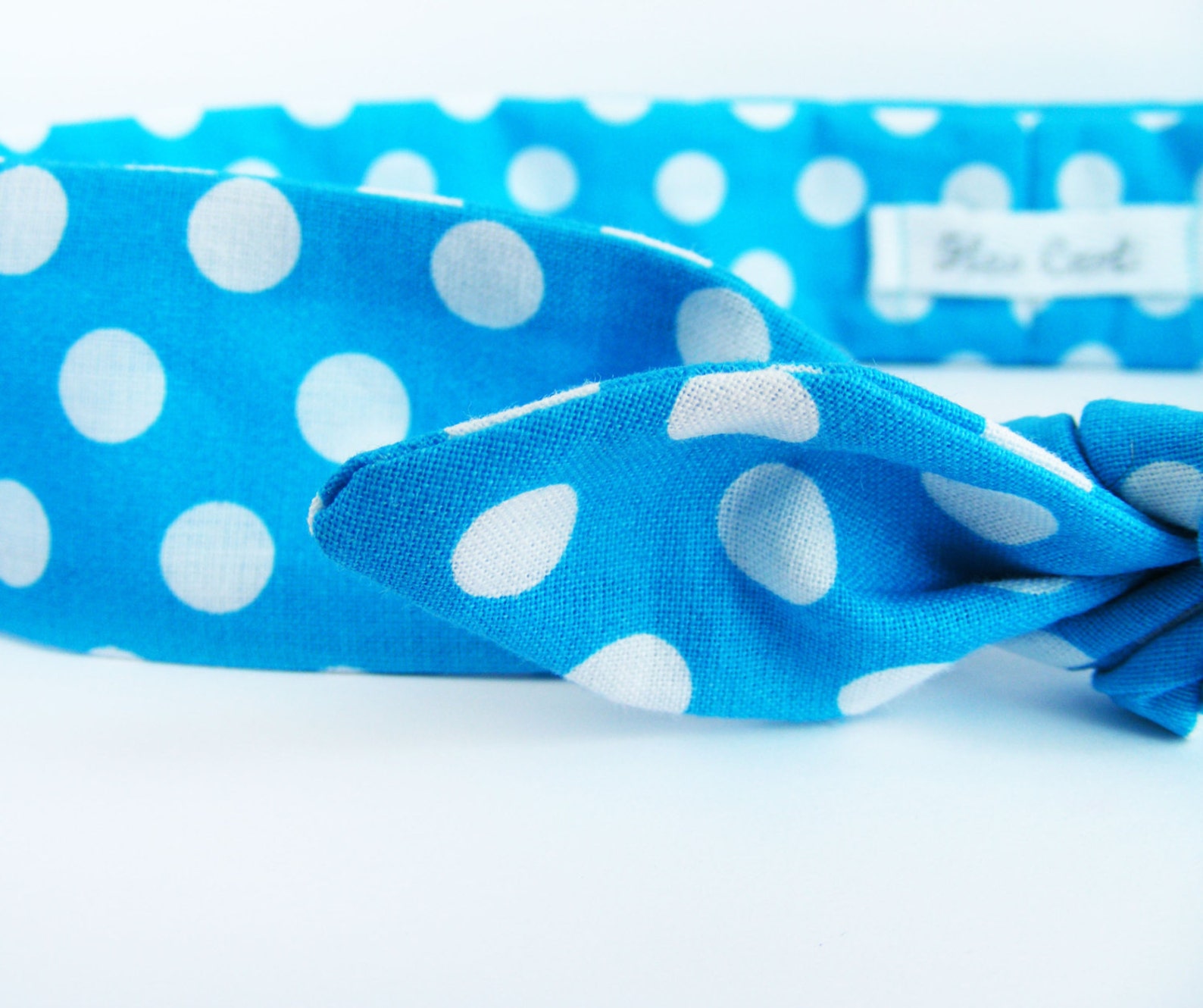 Turquoise Blue Polka Dot Headband Bow Headband Cotton - Etsy
