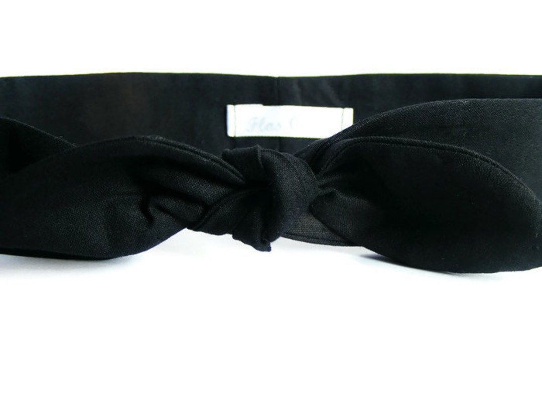 Black Bow Headband Cotton Adjustable Headband Head Wrap Etsy