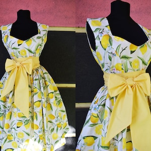 Retro lemon bow dress women dresses handmade Vintage dress image 1