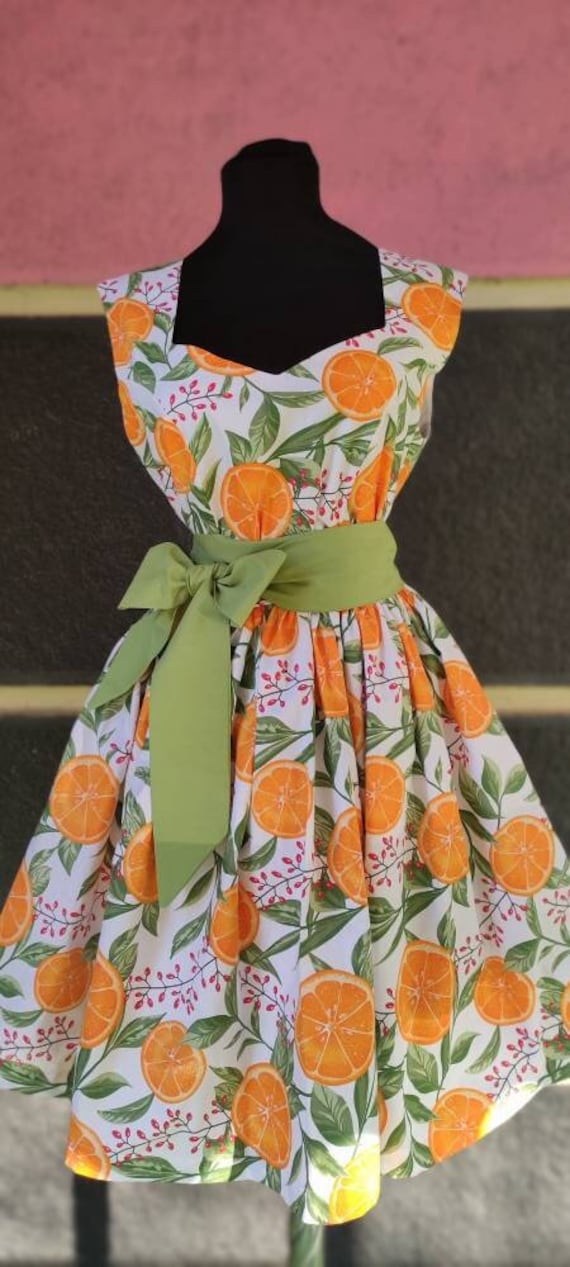 Orange top retro dress