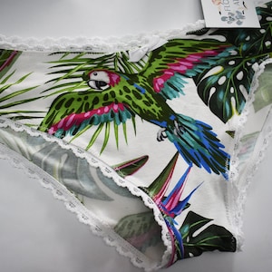 Monstera deliciosa plant panties - Parrot handmade lingerie