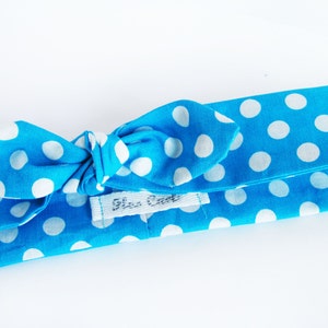 Turquoise Blue Polka Dot Headband Bow Headband Cotton - Etsy