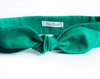 Teal Fabric Headband - Blue Green Headband - Tie Up Headscarf - Hairwrap - Bow Headband